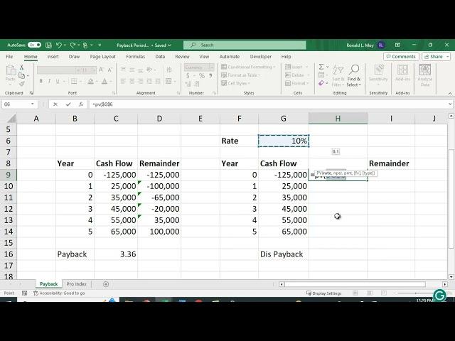 Easy Payback and Discounted Payback Period in Excel - Revised