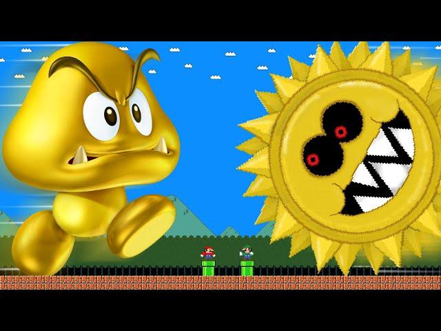 Mario controls Mega Goomba Gold vs Luigi's Mega Grrrol Gold Calamity | Game Animation