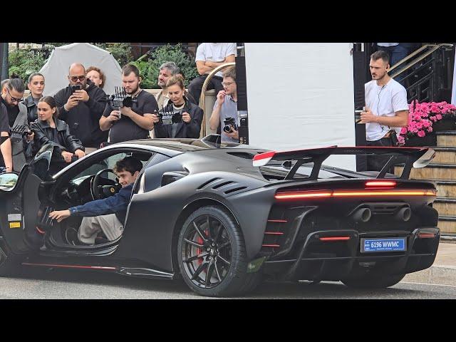 Charles Leclerc New Ferrari SF90 XX in Monaco Hotel de Paris