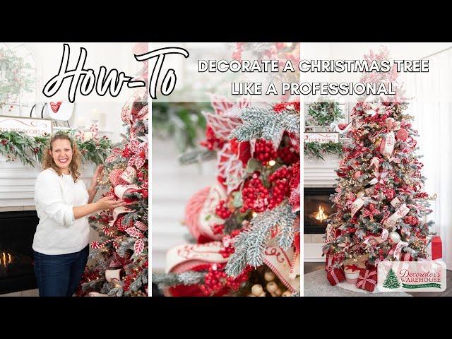 2023 Christmas Tree Decorating Tutorial | Red & White Christmas Decor