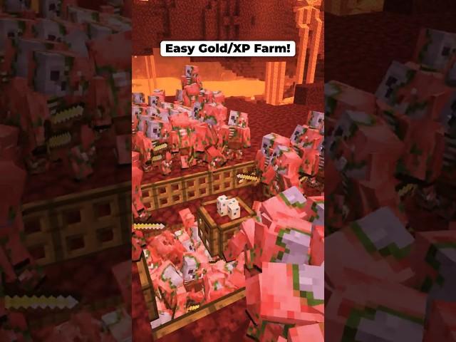 Simple & Easy Zombie Pigmen XP & Gold Farm in Minecraft 1.21 Tutorial #minecraft #shorts