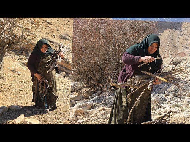 Grandmother's efforts to keep the family warm, bringing wood for the fire at night