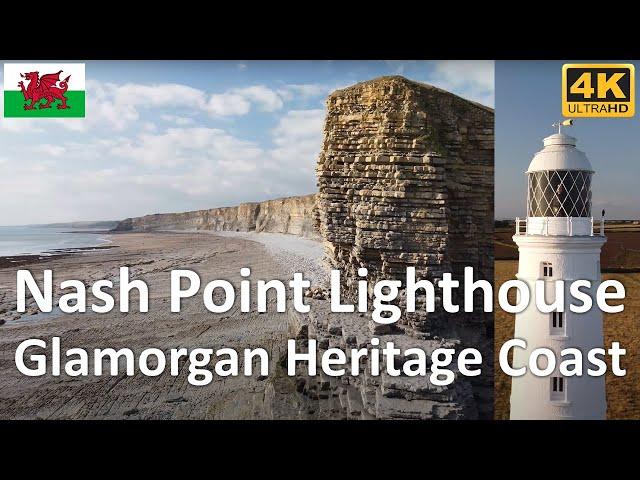 Nash Point Lighthouse & Glamorgan Heritage Coast | South Wales | UK - 4k