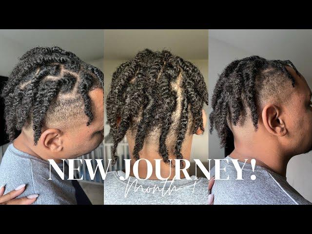 New Loc Journey! 1 Month Update | My husband FINALLY started his Locs - TwoStrand Twist Starter Locs