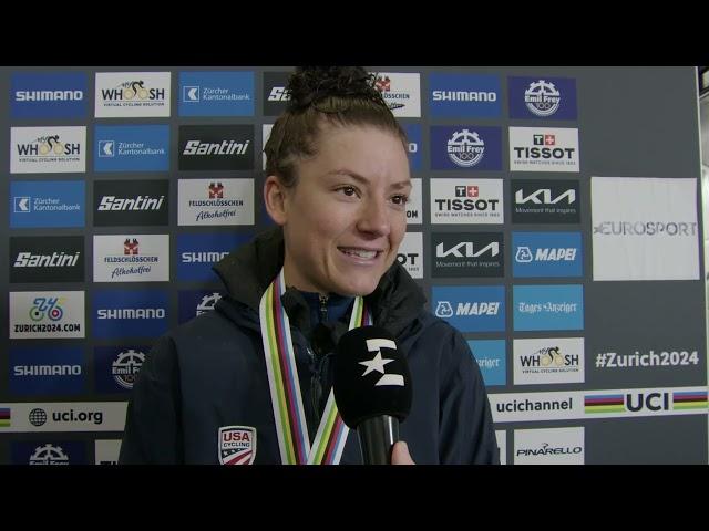 Chloé Dygert - Interview at the finish - World Championships Road Race (Zürich) 2024