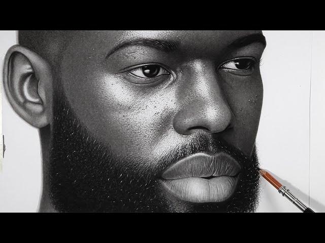 How I shade a realistic face with beard || charcoal shading