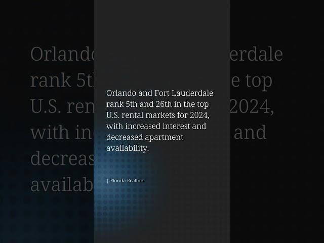 Two Florida Cities Stand Out As Top Rental Markets