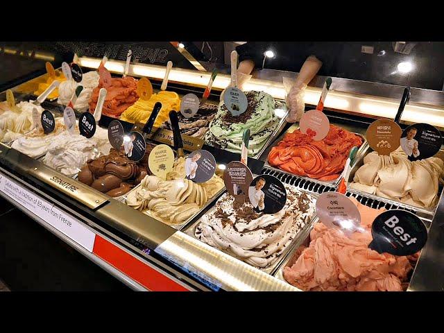 Italian gelato ice cream making (chocolate, watermelon, lemon, rice) / korean street food