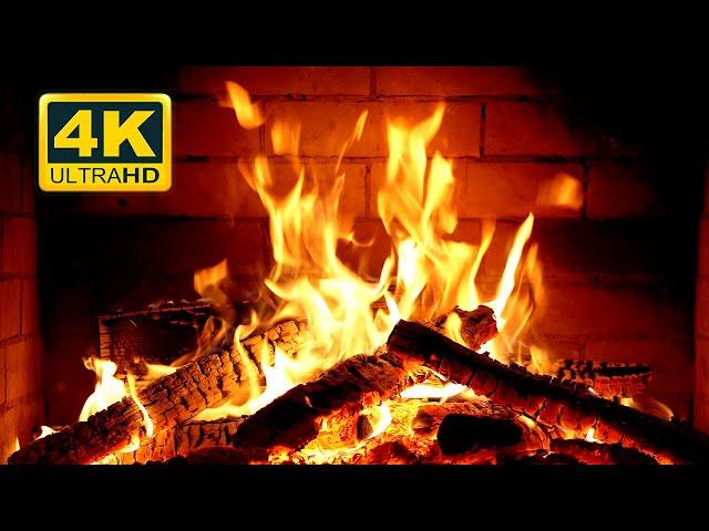  Cozy Fireplace 4K (12 HOURS). Fireplace with Crackling Fire Sounds. Crackling Fireplace 4K