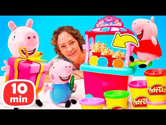 Spielspaß mit Nicole und Peppa Wutz Kompilation. Spielzeug Videos für Kinder - 4 Folgen am Stück