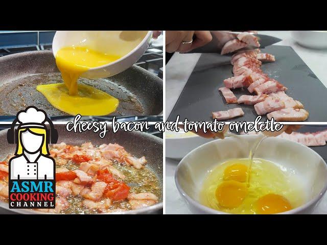 ASMR Cooking An Omelette  aesthetic  | egg whisking, sizzles, chopping (no talking)