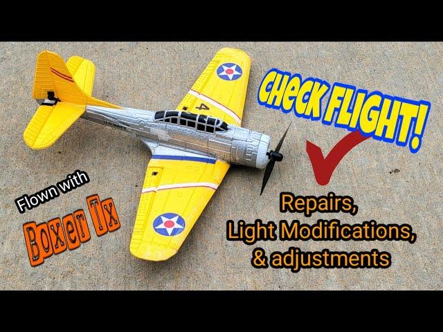 Dauntless Bomber Micro Brushless RC Plane Flight Check After Repairs, Mods and Adjustments 