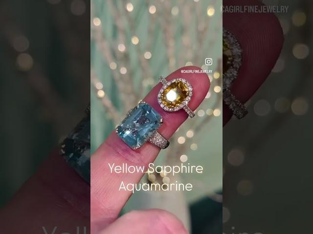 #Canary #Sapphire & #Diamond 18k #Ring & #Aquamarine & Diamond #18k  #womeninjewelry