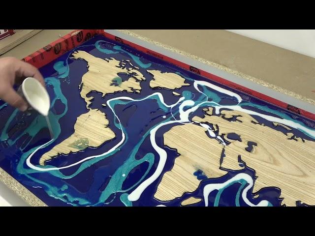 Making an epic WORLD MAP resin table