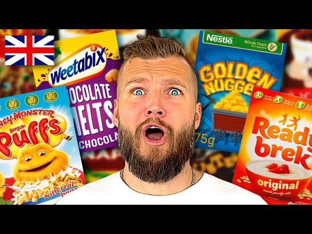 Americans Try WEIRD British BREAKFAST Cereals!