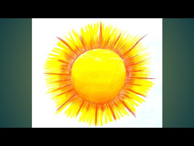 Sun drawing step by step with oil pastels/#newlessonofdrawing /#youtubeshorts /#short