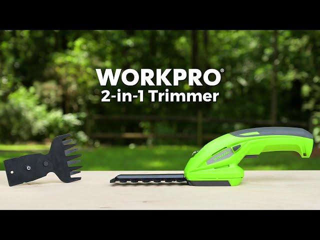 WORKPRO® Tools | 2-in-1 Cordless Grass Shear + Shrubbery Trimmer