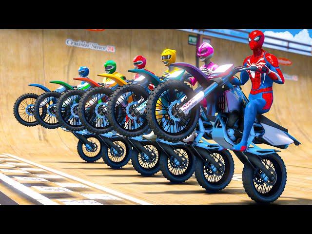 SPIDERMAN,COLORS SPIDERMAN,POWER RANGERS | Racing Motorcycles Event Day Competition Challenge #1017