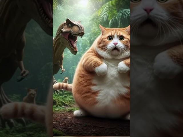 attack of dinasour#aigenrated #ai #cat #funny #shorts