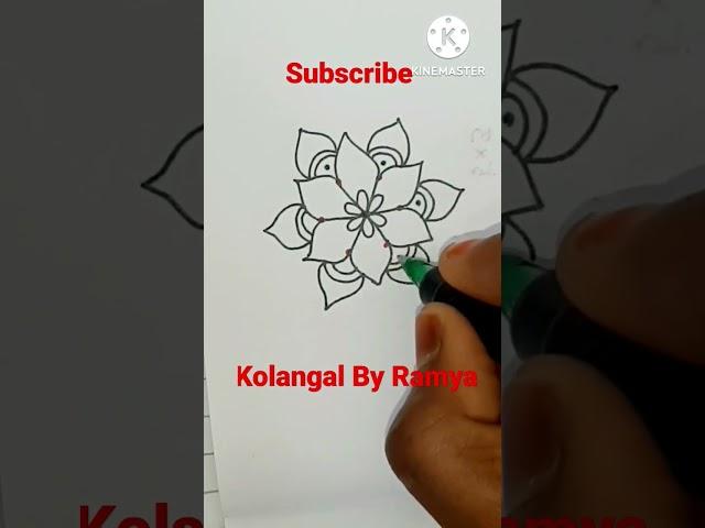 simple kolam/Easy rangoli/beginners kolam/1 mins kolam/appartment kolam/ daily use kolam# shorts
