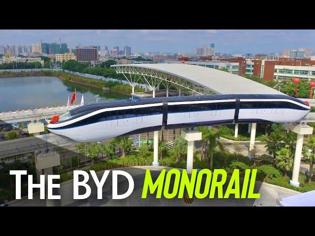 This is the monorail designed and fabricated in China by an electric cars company