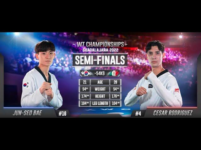 103 M-54kg SF BAE Jun-seo KOR  vs  RODRIGUEZ Cesar MEX I Guadalajara 2022 WT Championships