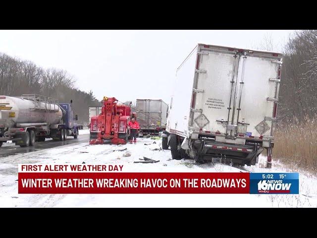 Treacherous weather causes crashes, delays on Indiana Toll Road