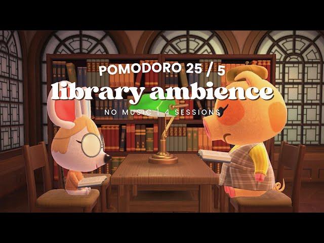 Let's Focus At the Library  Pomodoro 25/5 ⏱ No Music | Keyboard Typing | Coffee Bubbling | ASMR 