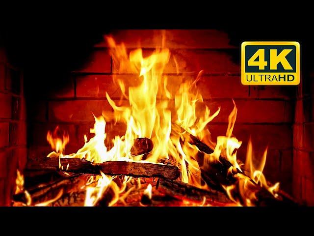  Cozy Fireplace 4K (12 HOURS). Fireplace with Crackling Fire Sounds. Fireplace Burning 4K