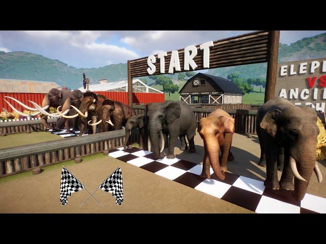 Prehistoric Mammoth VS Elephant Race in Planet Zoo included Wooly Mammoth VS African Elephant