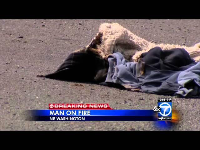 Man catches fire along Benning Road NE