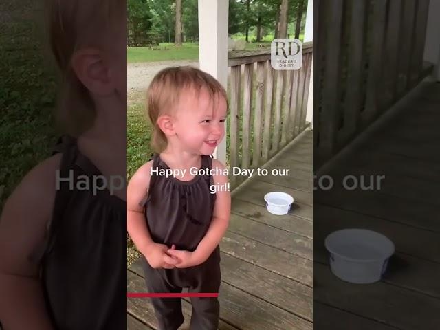 Little girl welcomes dad home on her adoption day