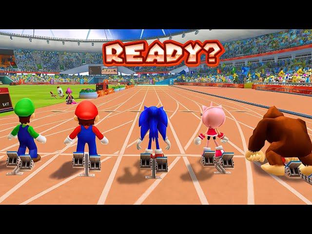 Mario & Sonic at the London 2012 Olympic Games - 100m Sprint All Character (Secrets Revealed)