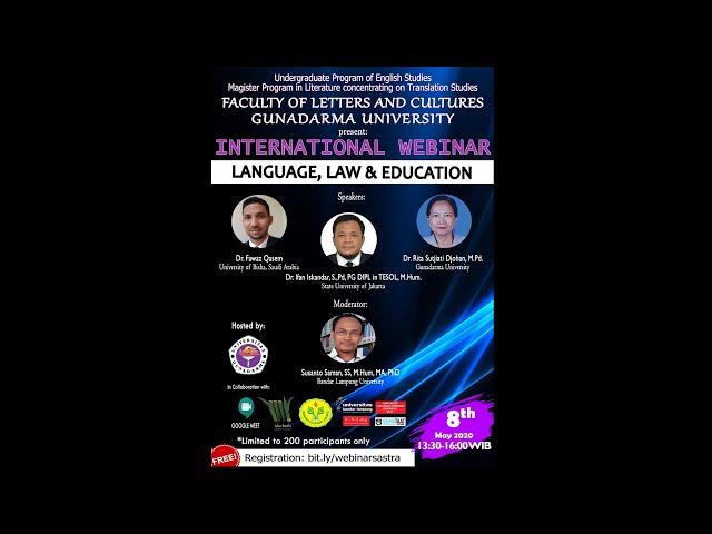 INTERNATIONAL WEBINAR - LANGUAGE, LAW & EDUCATION