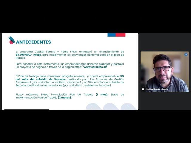 Charla: Fondos Concursables Capital Abeja Emprende FNDR y Capital Semilla Emprende FNDR 2024