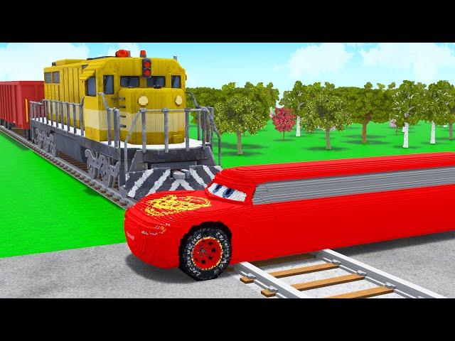 LONG CARS vs TRAINS AND RAILS in Teardown