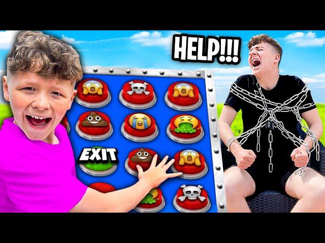 My LITTLE BROTHER Chooses the Mystery Buttons! *BAD IDEA*