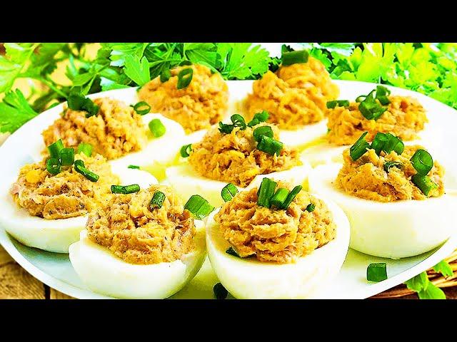 EASY Tuna Egg Appetizers Recipe (Tuna Deviled Eggs with Canned Tuna Pasta)