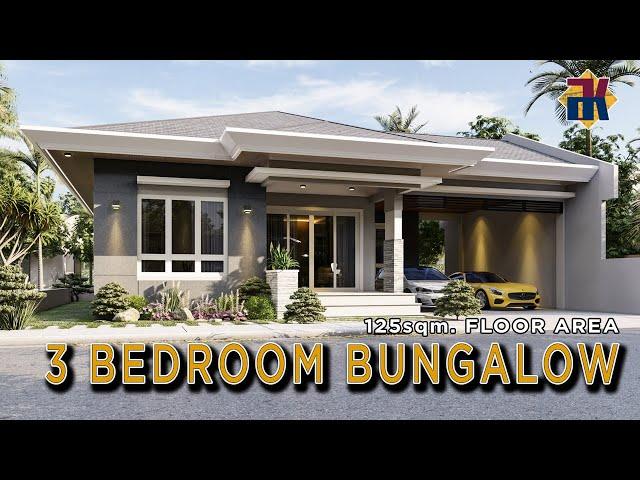 HOUSE DESIGN 3 Bedroom Bungalow | 125sqm. | Exterior & Interior Animation