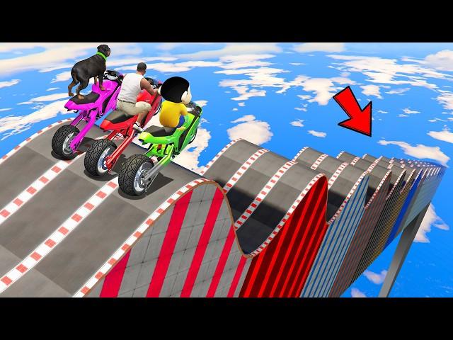 SHINCHAN AND FRANKLIN TRIED THE BUMPY ROAD JUMP CRASH PARKOUR CHALLENGE GTA 5