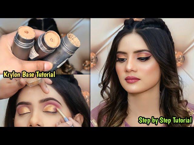 How to Apply Kryolan Tv Paint Stick Like a Pro || Flawless Base Tips with Gold CutCrease Eyemakeup!!