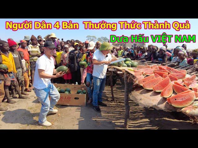 Đông Paulo || Toàn Bộ Người Dân 4 Bản Cùng Nhau Thưởng Thức Thành Quả Dưa Hấu Việt Nam Tại Châu Phi