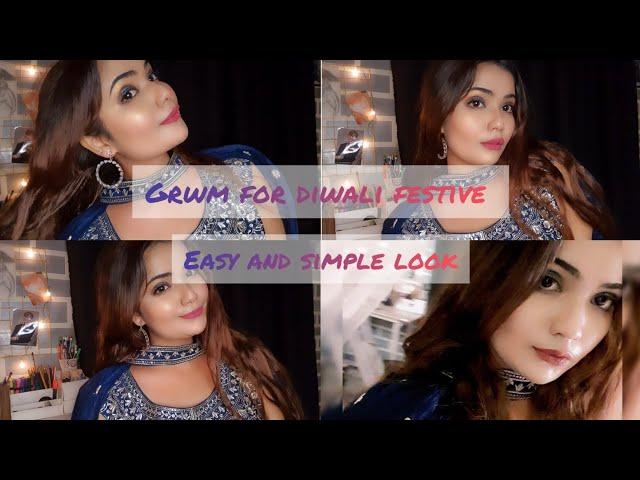 GRWM for DIWALI 🪔|easy makeup tutorial for diwali|#diwalispecial #diwalimakeover #2024