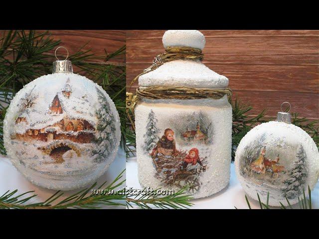 EASY CHRISTMAS ORNAMENTS DIY ️ IDEAS TO RECYCLE GLASS JAR  ️ SNOW EFFECT BAUBLES Kitchen Decor