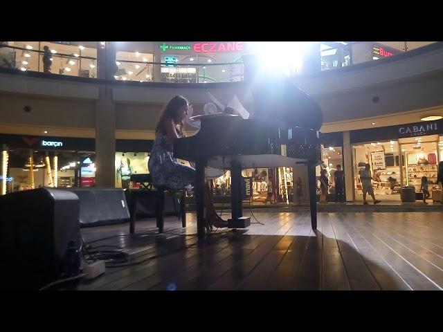 Young Turkish Pianist Plays Chopin Waltz No 7 in C Sharp Minor, Bodrum Midtown Shopping Centre