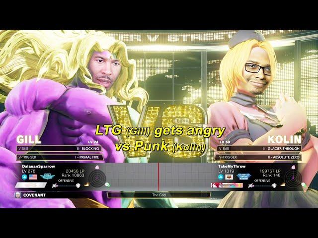 Street Fighter 5 (SFV) - LTG Low Tier God (Gill) gets angry vs Punk (Kolin)