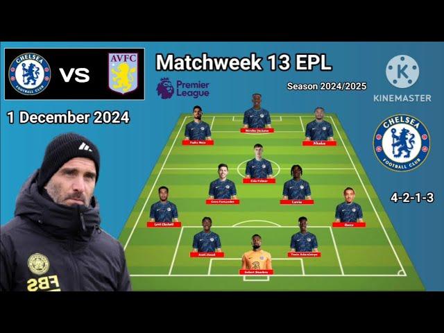 Chelsea vs Aston Villa ~ Chelsea 4-2-1-3 With Enzo Matchweek 13 Premier League 2024/2025