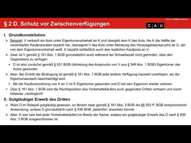 Kreditsicherungsrecht – Folge 02 (Anwartschaftsrecht: Übertragung, gutgl. Erwerb, Recht zum Besitz)