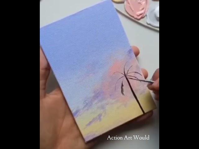 #Easy sunset painting / painting for beginners / step by step acrylic //Action Art would