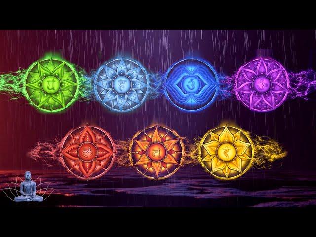 Full Night All 7 Chakras Cleansing Music & Rain | 7 Chakra Opening & Balancing Sleep & Meditation